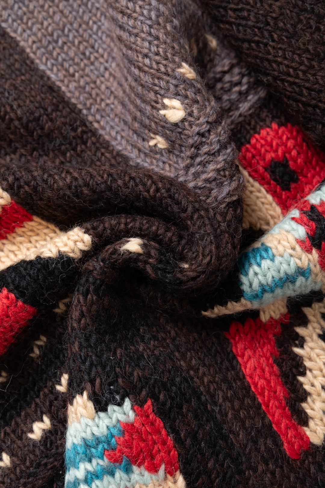 Kapital Hand Knit Santo Domingo Cowichan Crew Sweater - Charcoal