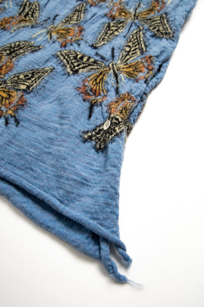 Fulling Wool HAPPY Scarf BUTTERFLY - Sax