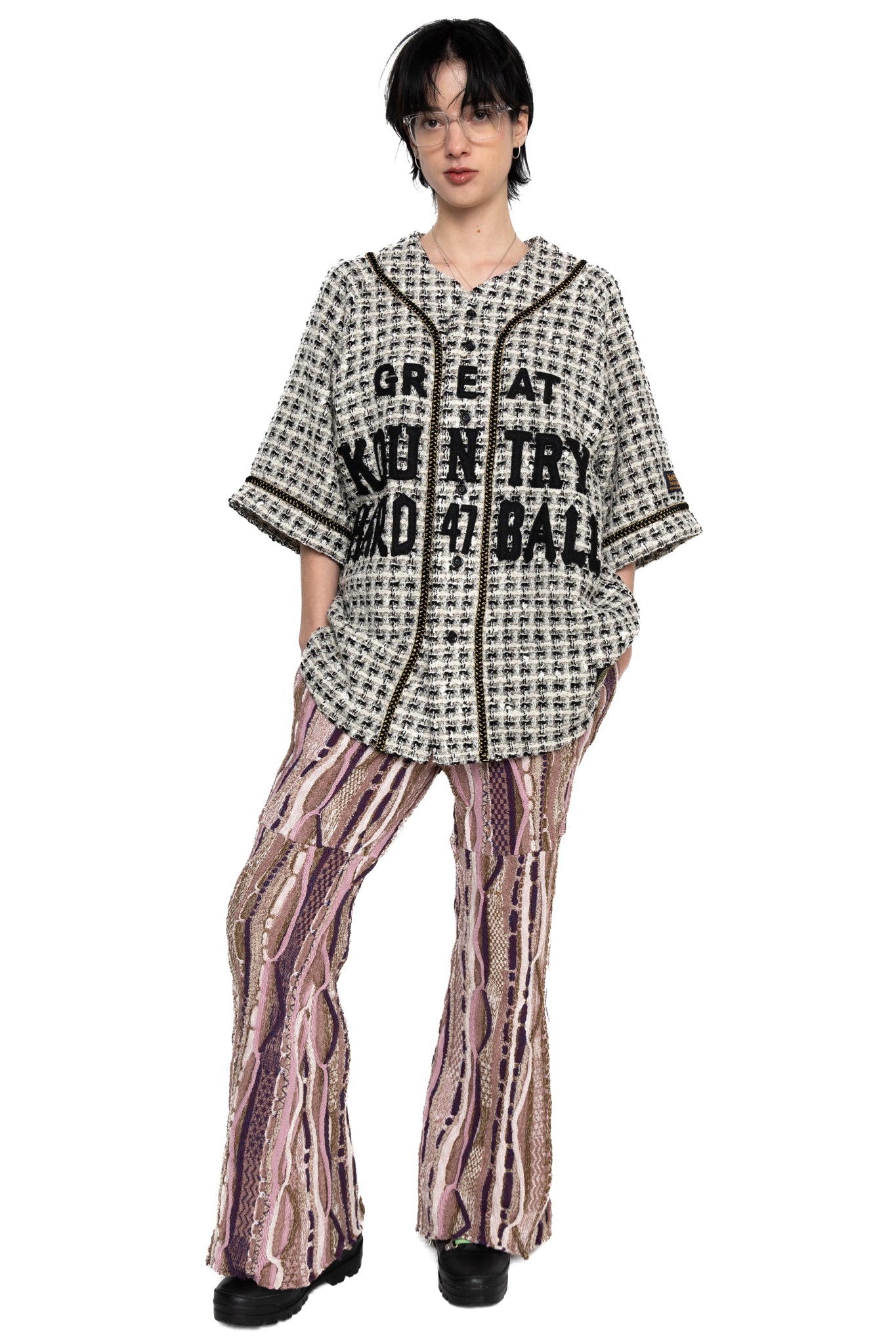 7G Knit GAUDY Flare Pants - Pink