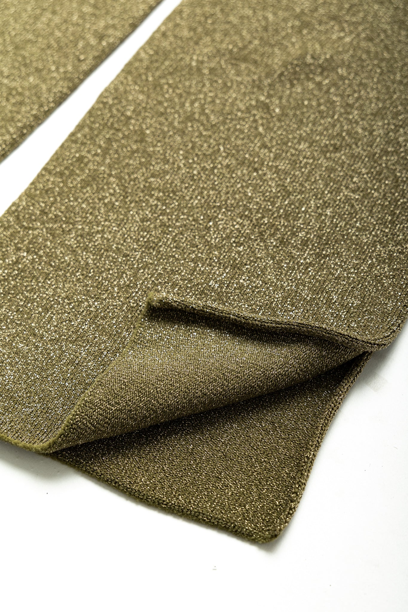 7G Lame Knit Slit Flare Leggings - Khaki