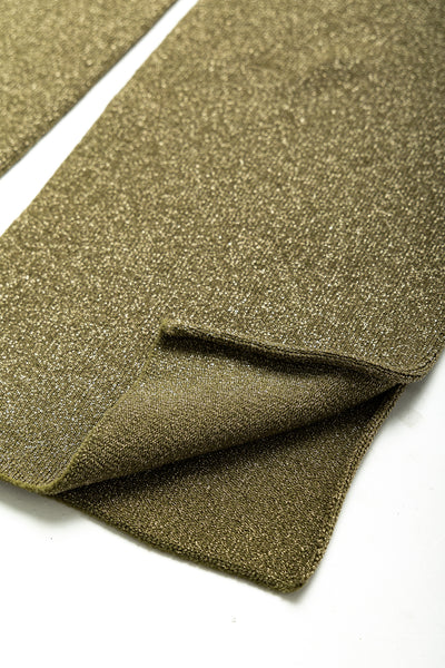 7G Lame Knit Slit Flare Leggings - Khaki