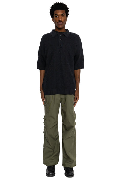 S/S Polo Sweater Merino Wool Knit - Black
