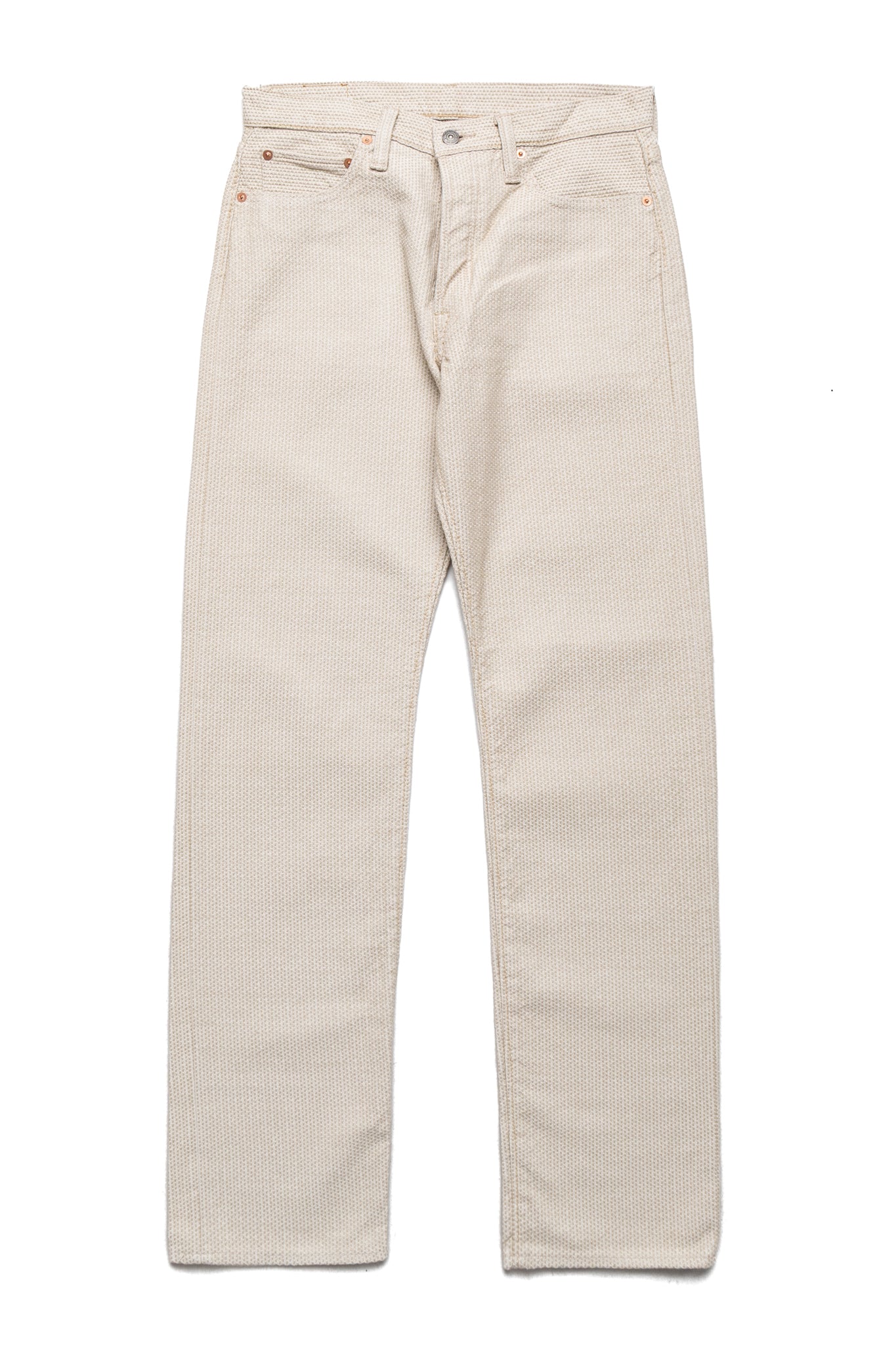 1178-IV 12oz Sashiko 5P Pants Regular Fit - Ivory x Beige
