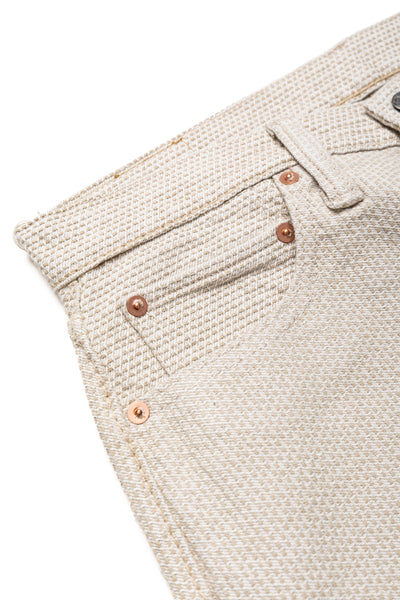 1178-IV 12oz Sashiko 5P Pants Regular Fit - Ivory x Beige