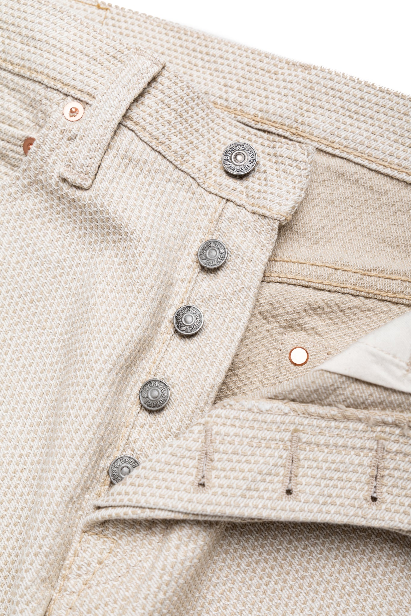 1178-IV 12oz Sashiko 5P Pants Regular Fit - Ivory x Beige