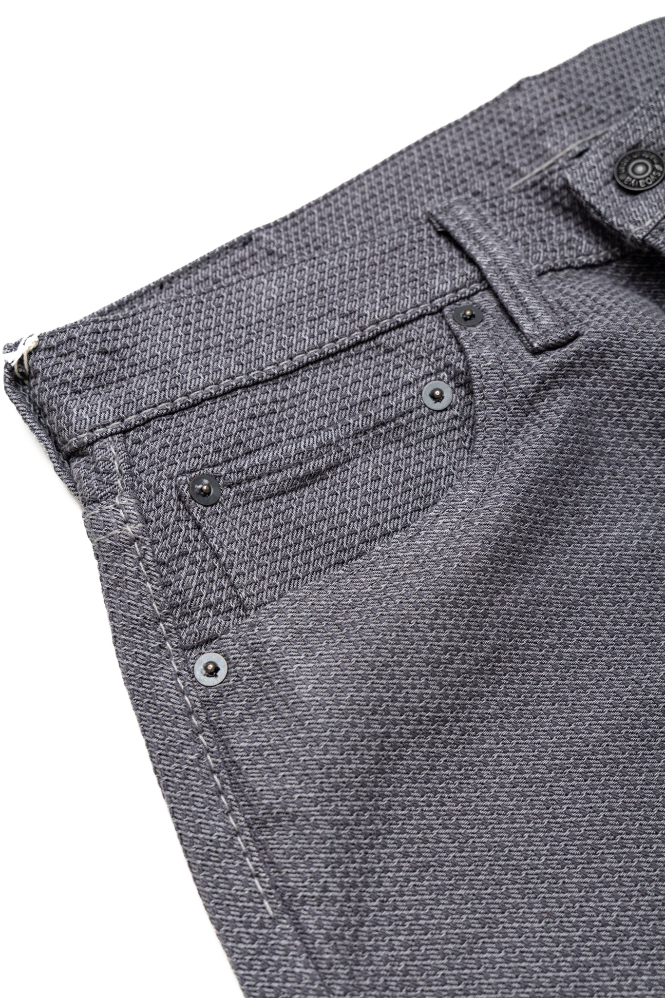 1178-GRY 12oz Sashiko 5P Pants Regular Fit - Heather Grey x Black