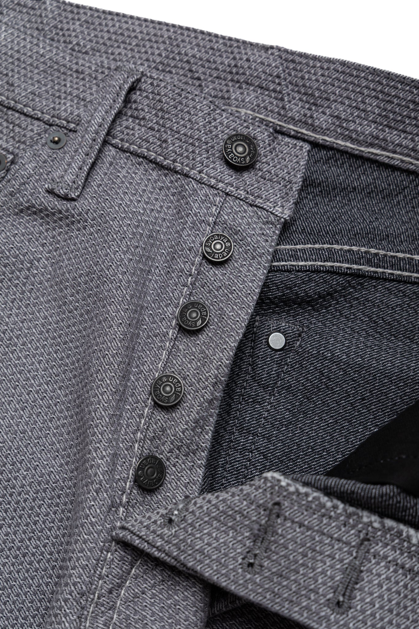 1178-GRY 12oz Sashiko 5P Pants Regular Fit - Heather Grey x Black