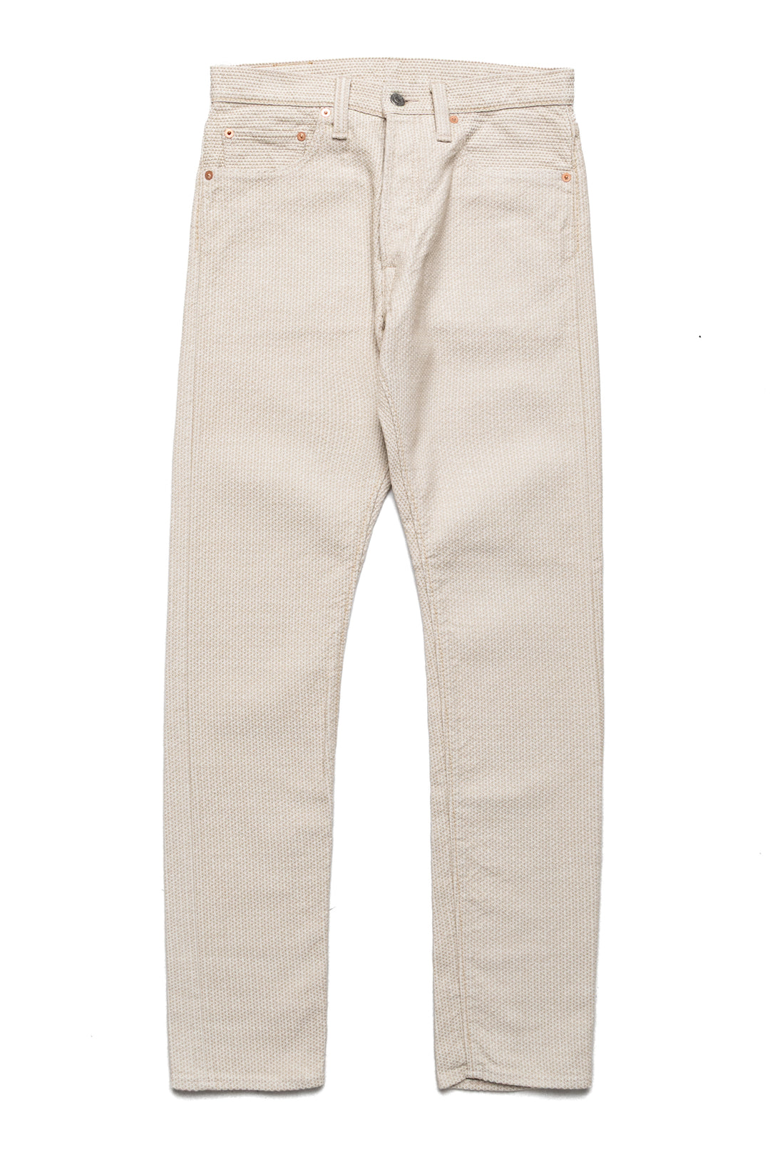 1177-IV 12oz Sashiko 5P Pants Relax Tapered - Ivory x Beige – BLUE