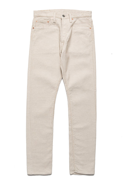 1177-IV 12oz Sashiko 5P Pants Relax Tapered - Ivory x Beige