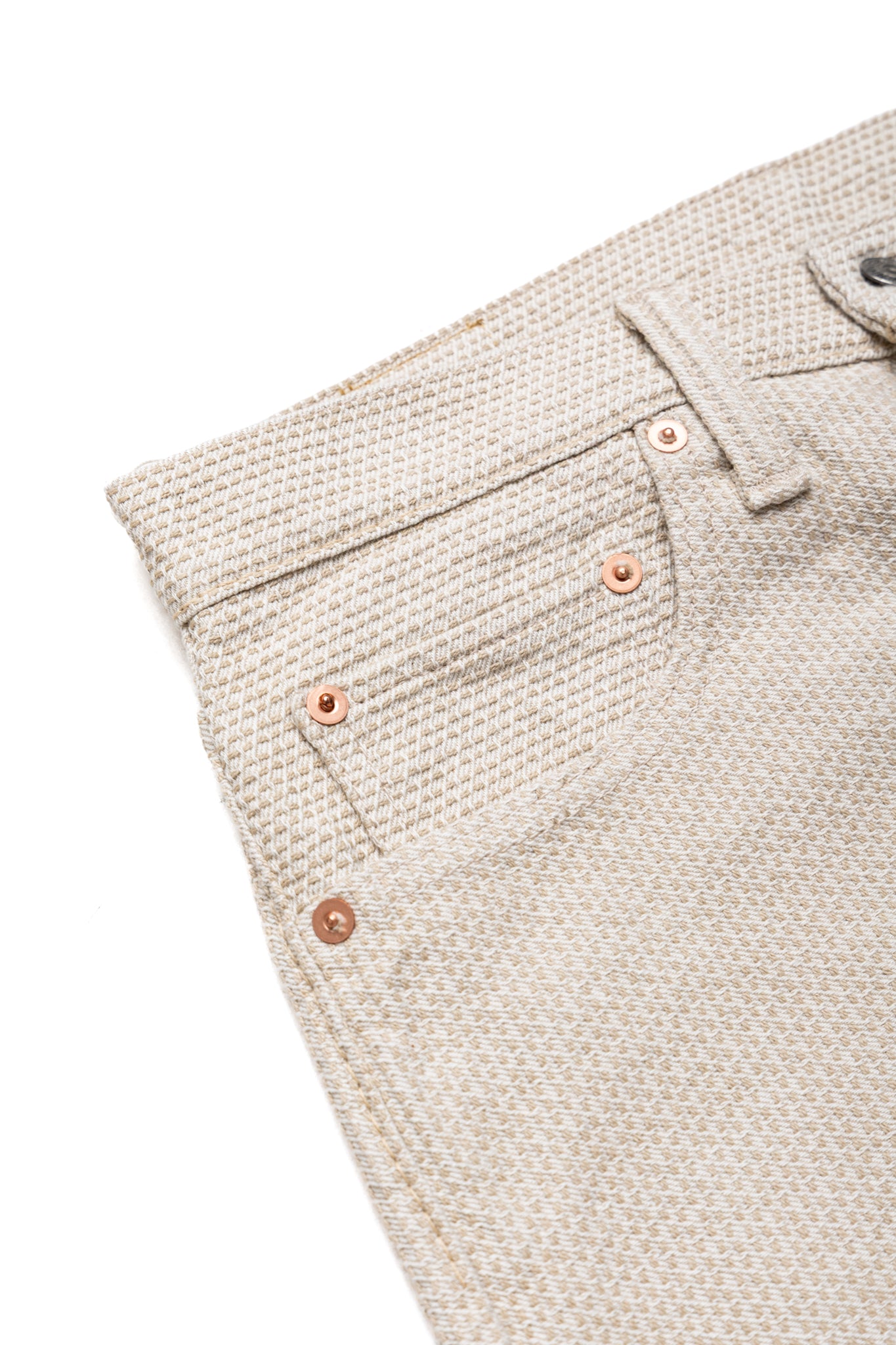 1177-IV 12oz Sashiko 5P Pants Relax Tapered - Ivory x Beige