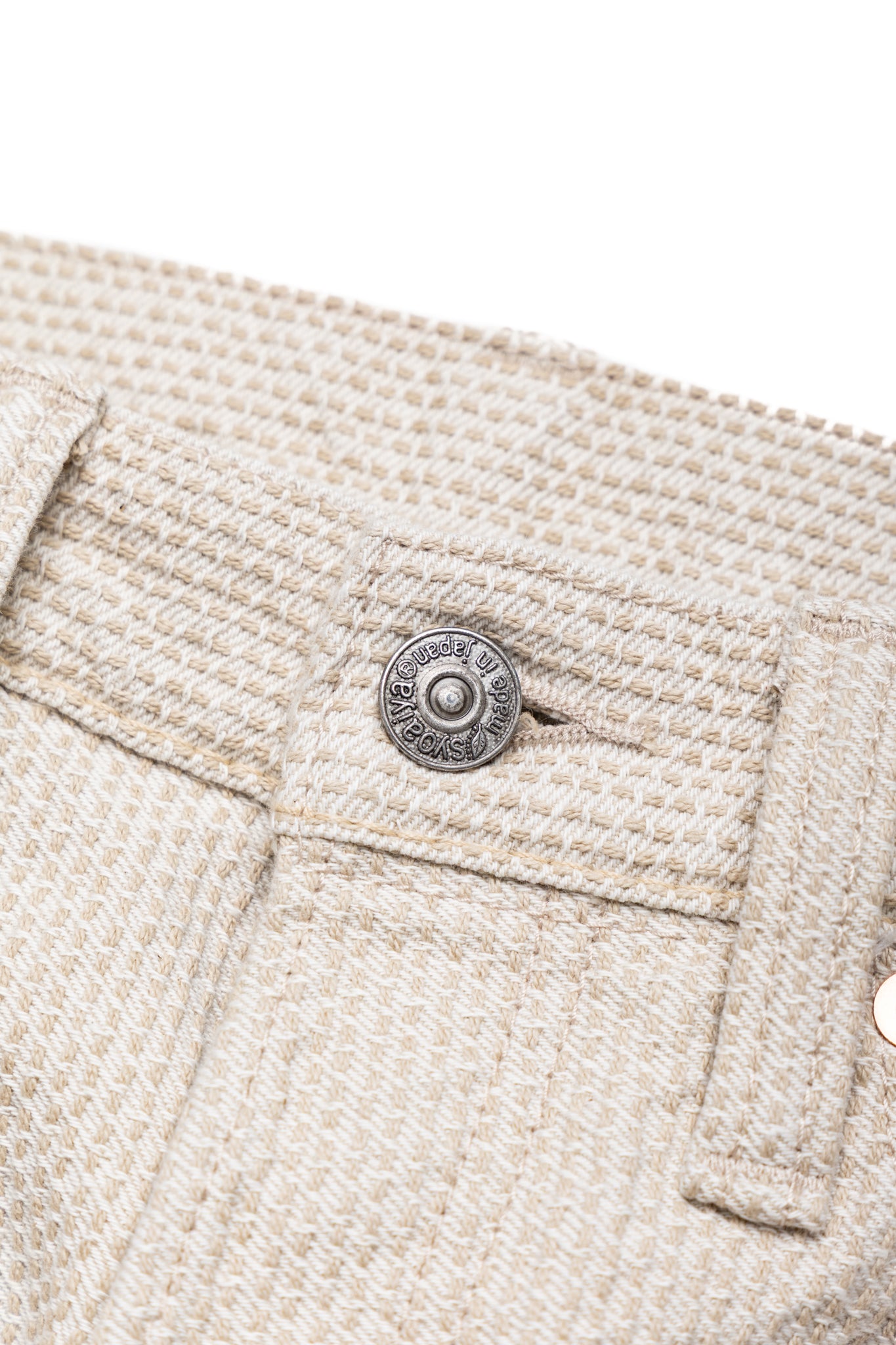 1177-IV 12oz Sashiko 5P Pants Relax Tapered - Ivory x Beige