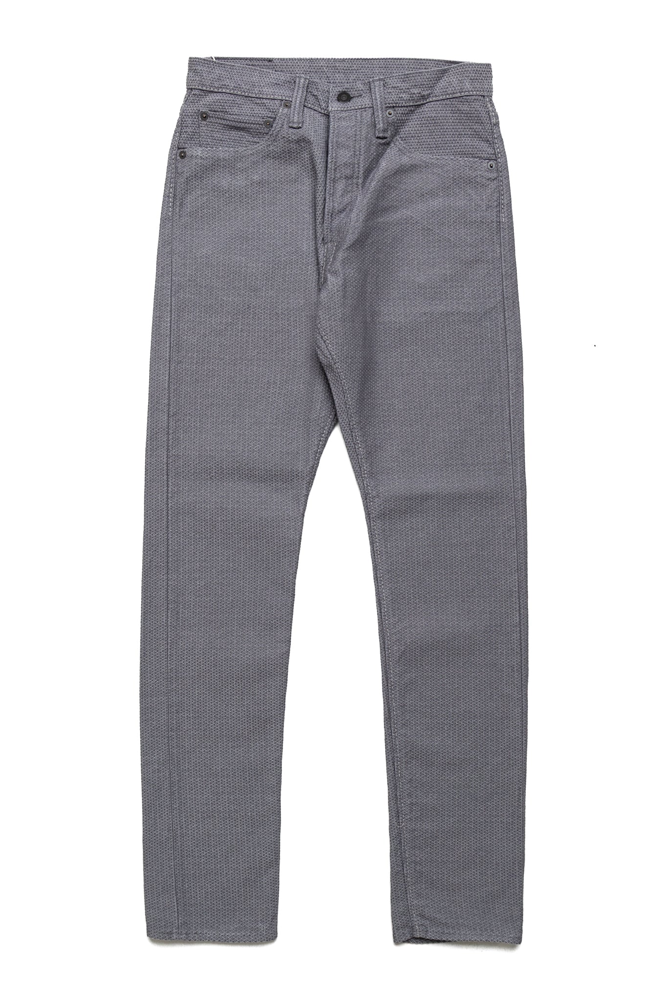 1177-GRY 12oz Sashiko 5P Pants Relax Tapered - Heather Grey x Black