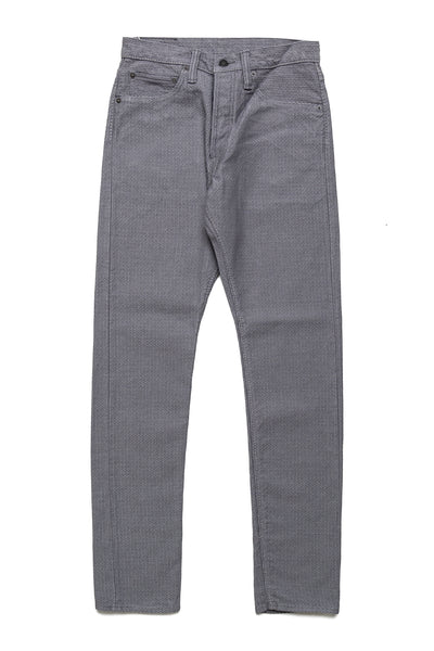 1177-GRY 12oz Sashiko 5P Pants Relax Tapered - Heather Grey x Black