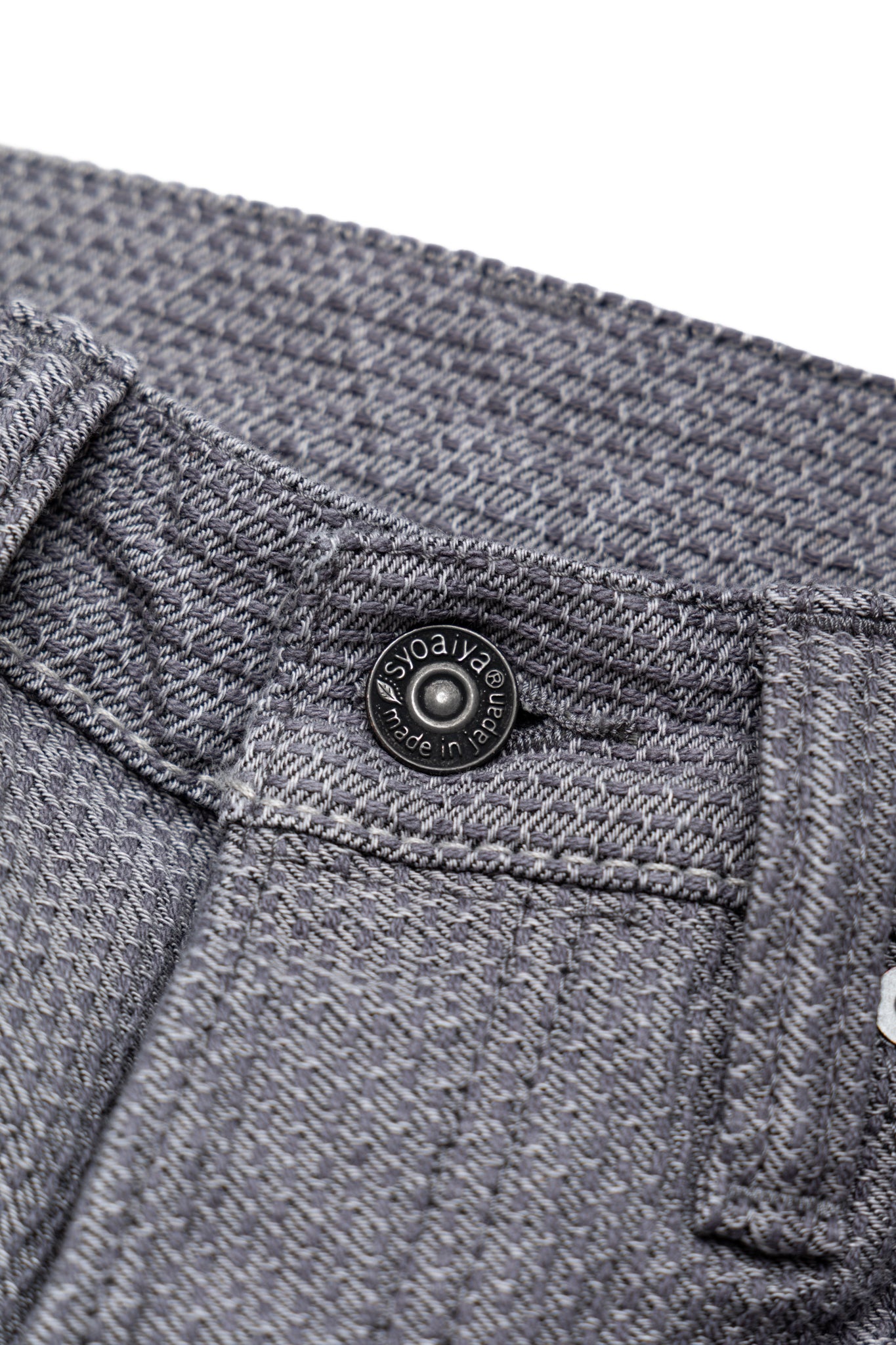 1177-GRY 12oz Sashiko 5P Pants Relax Tapered - Heather Grey x Black