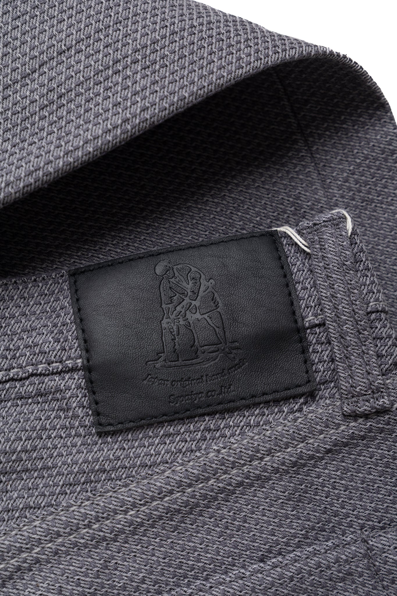 1177-GRY 12oz Sashiko 5P Pants Relax Tapered - Heather Grey x Black