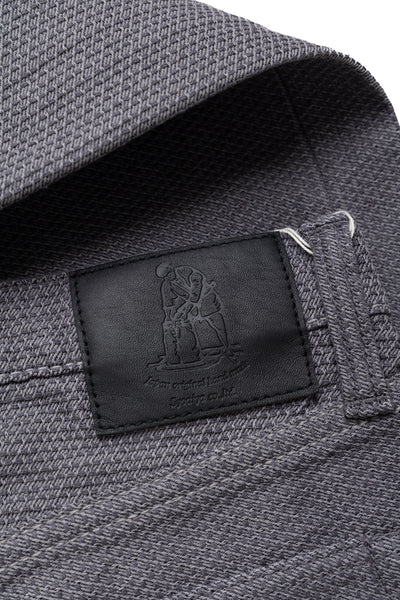 1177-GRY 12oz Sashiko 5P Pants Relax Tapered - Heather Grey x Black