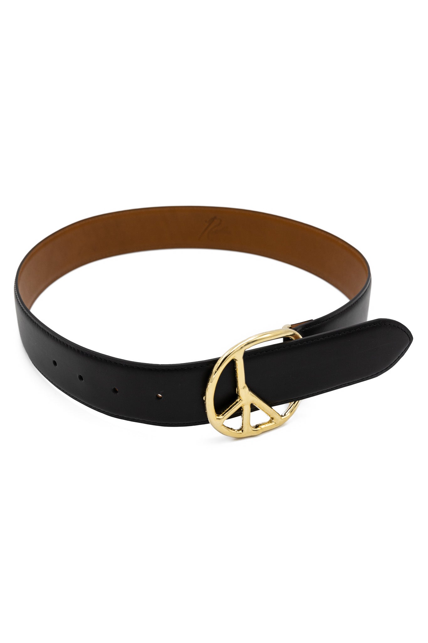 Peace Buckle Belt - Steer Leather - Black