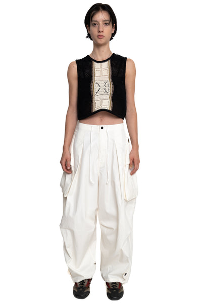 Combed Gabergine AOZAI Cargo Pants - White