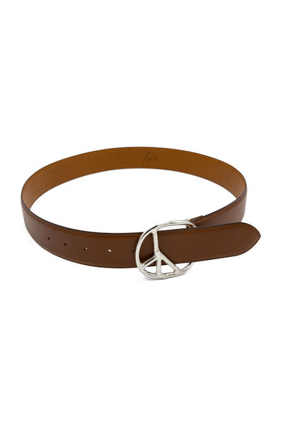 Peace Buckle Belt - Steer Leather - Brown