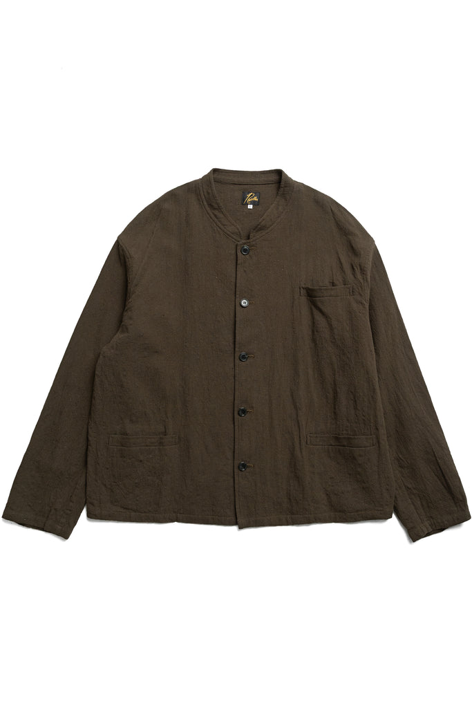 NEEDLES Stand Collar Uncon Jacket Slub Cloth - Olive – BLUE IN