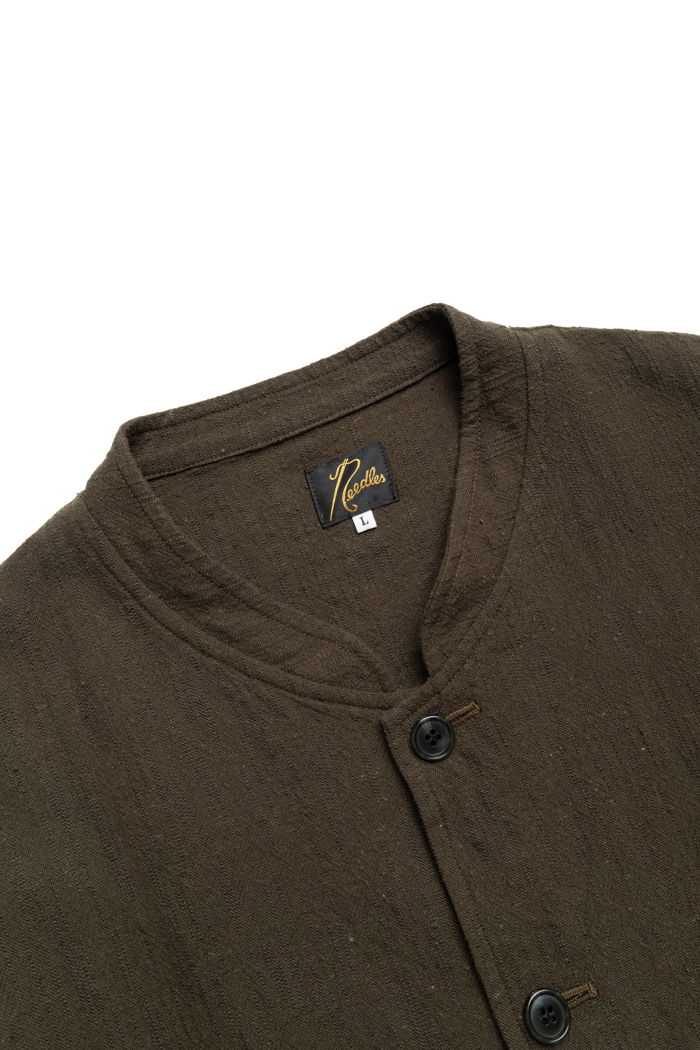 NEEDLES Stand Collar Uncon Jacket Slub Cloth - Olive – BLUE IN