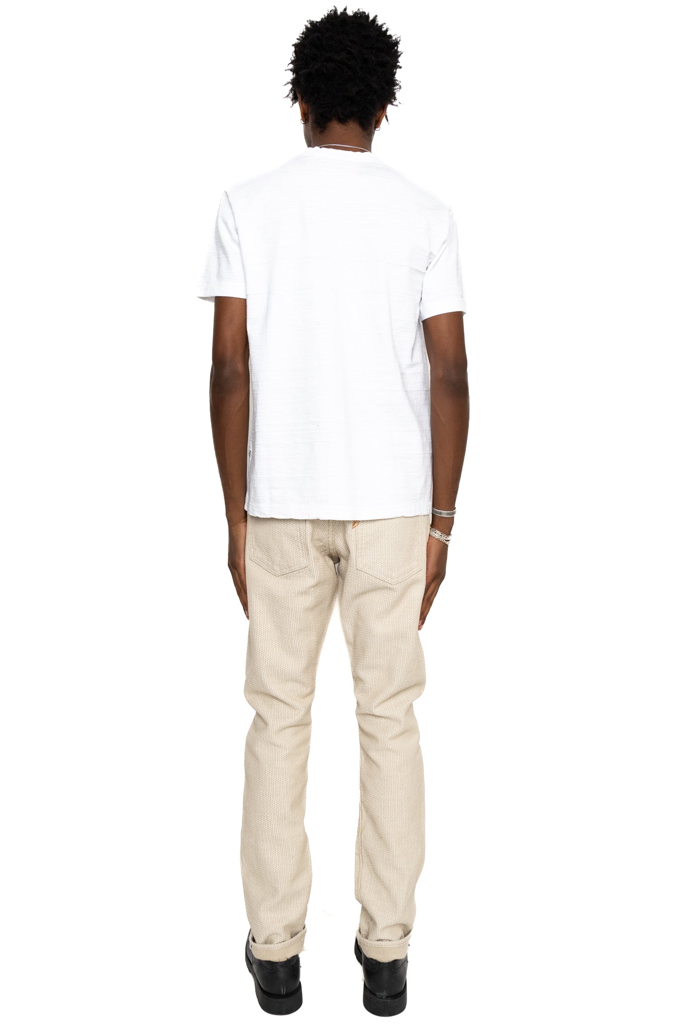 1177-IV 12oz Sashiko 5P Pants Relax Tapered - Ivory x Beige