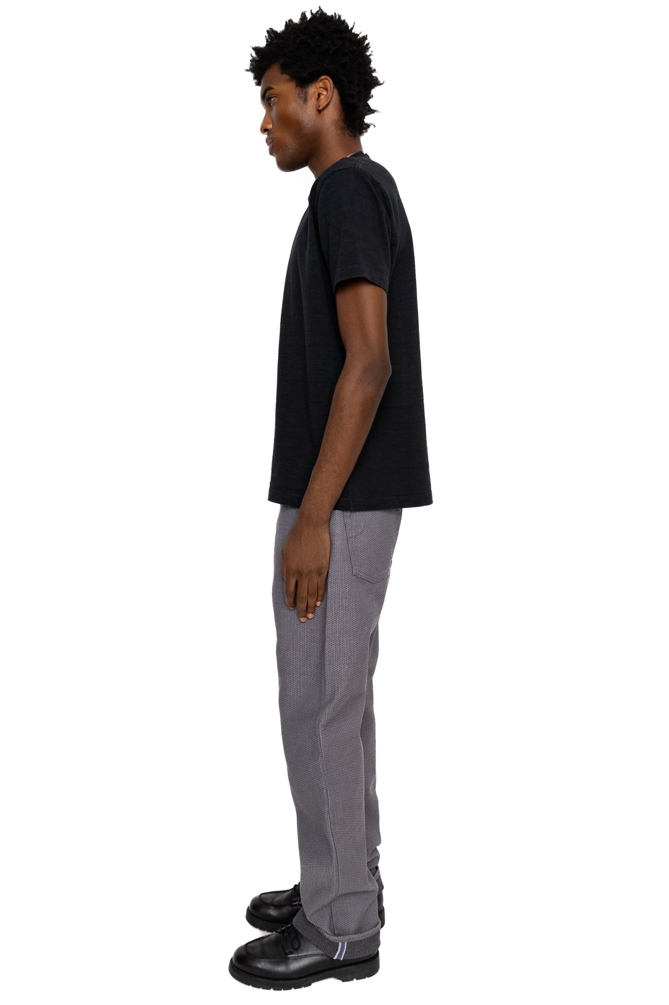 1178-GRY 12oz Sashiko 5P Pants Regular Fit - Heather Grey x Black