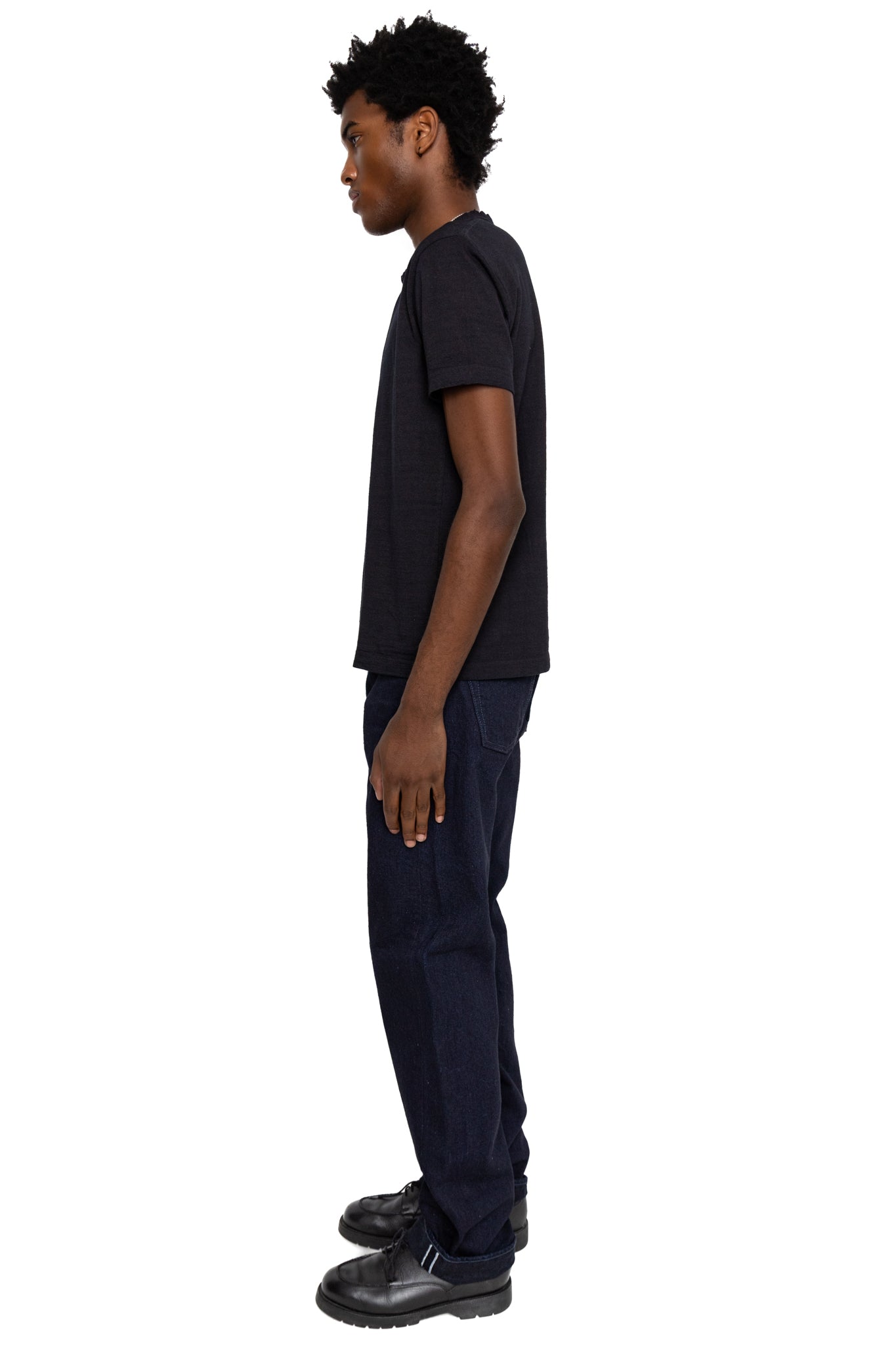 Indigo Jersey Crew Neck T-shirt - Indigo x Black