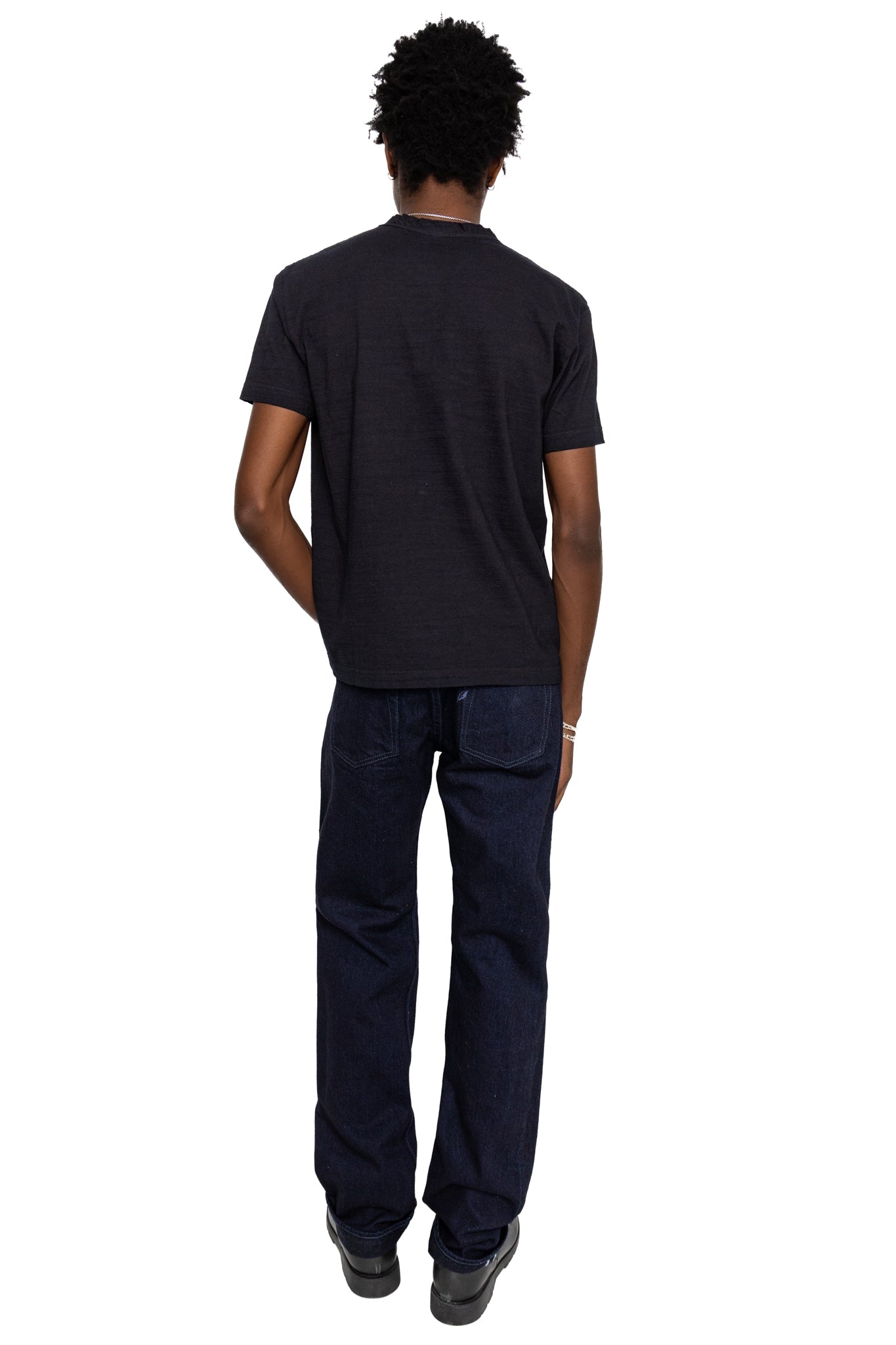 Indigo Jersey Crew Neck T-shirt - Indigo x Black