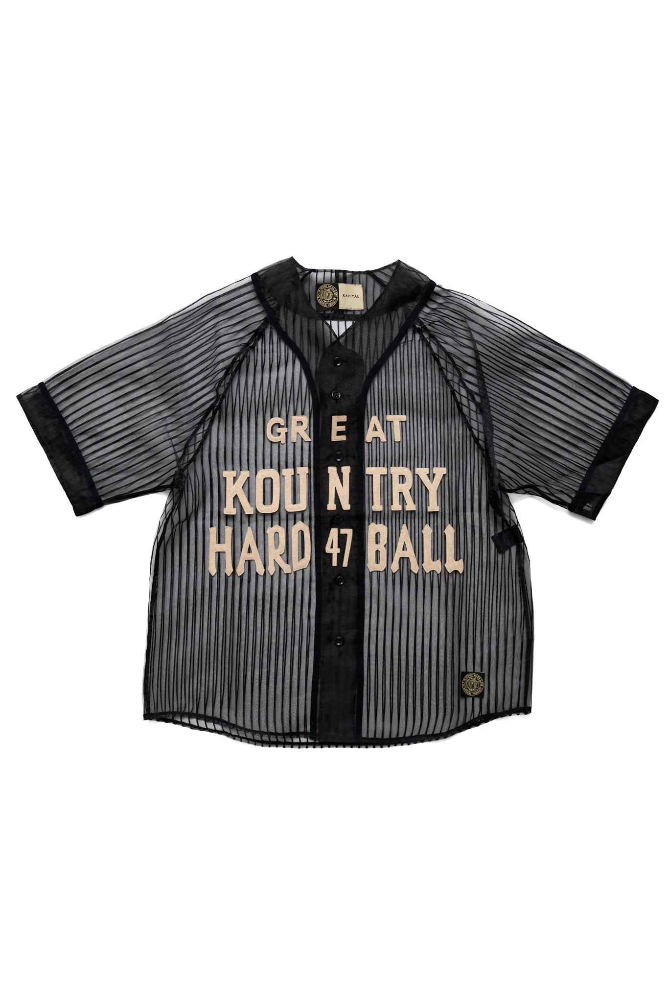 Sheer Stripe GREAT KOUNTRY Baseball Shirt - Black