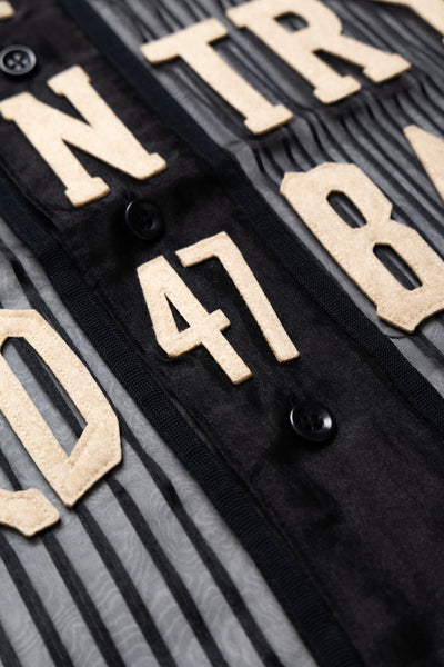Sheer Stripe GREAT KOUNTRY Baseball Shirt - Black