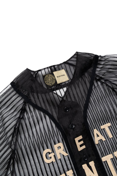 Sheer Stripe GREAT KOUNTRY Baseball Shirt - Black