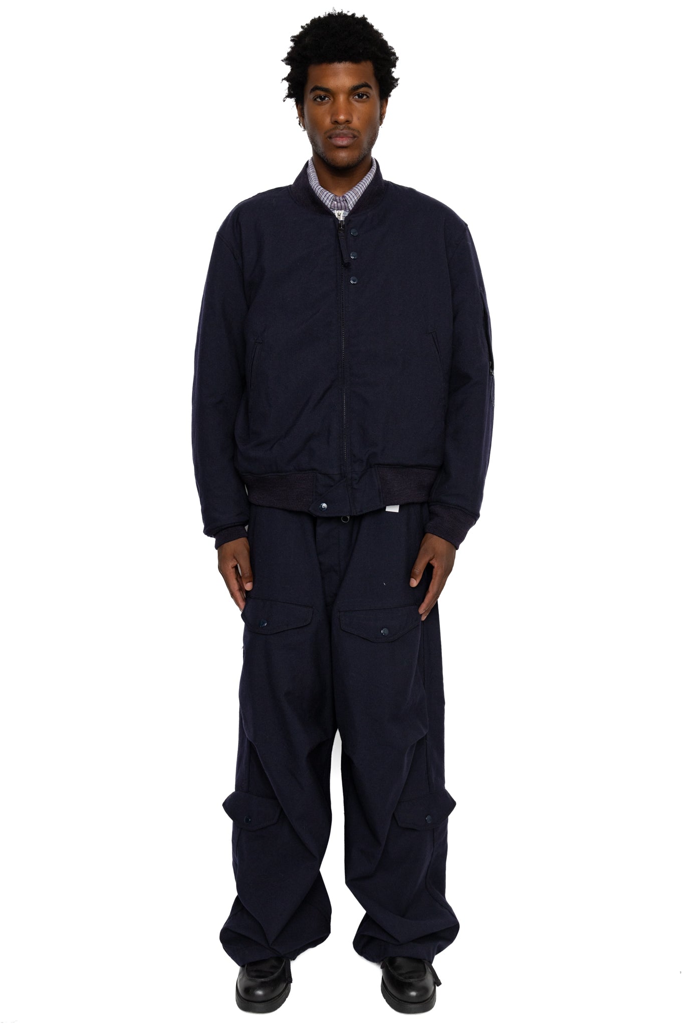 Engineered Garments Aviator Jacket Wool Uniform Serge - Dk.Navy