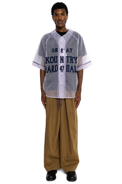Sheer Stripe GREAT KOUNTRY Baseball Shirt - Light Purple