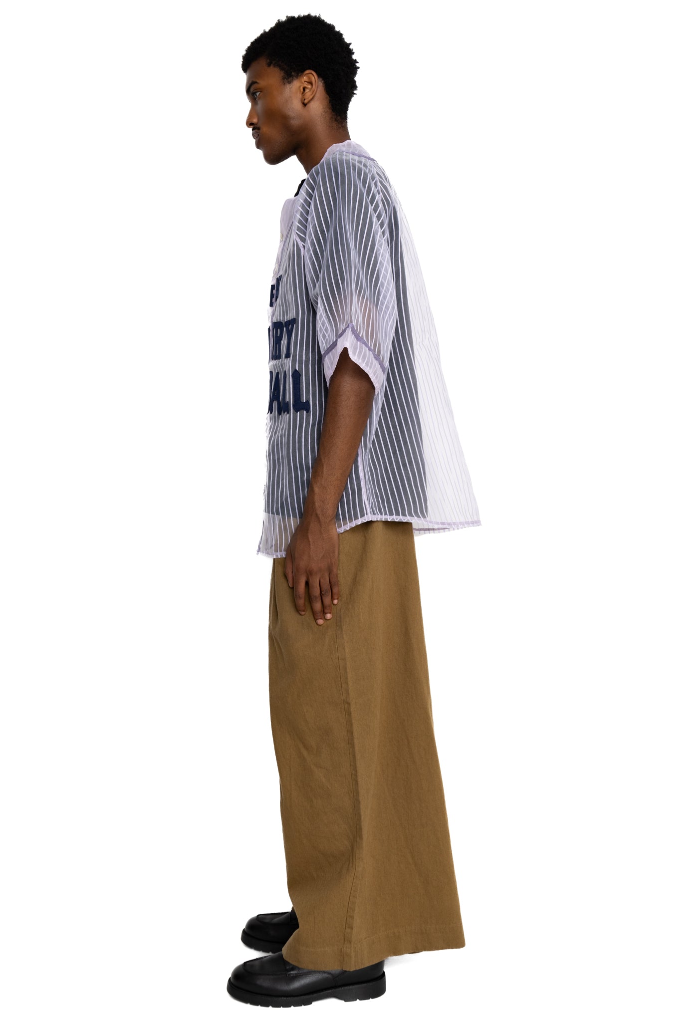 Sheer Stripe GREAT KOUNTRY Baseball Shirt - Light Purple