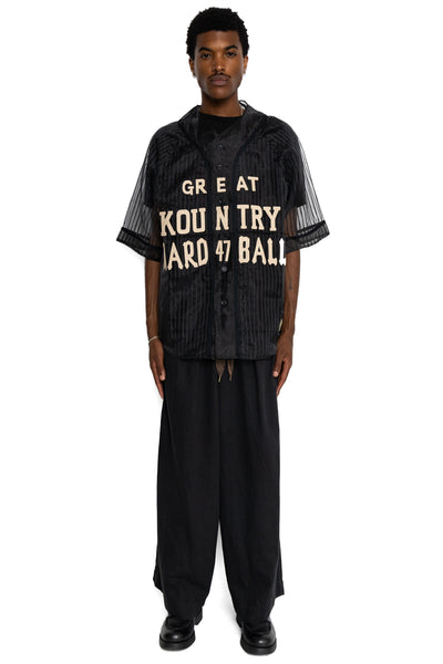 Sheer Stripe GREAT KOUNTRY Baseball Shirt - Black