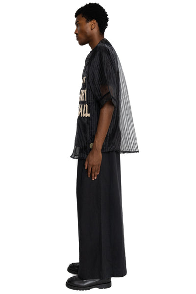 Sheer Stripe GREAT KOUNTRY Baseball Shirt - Black