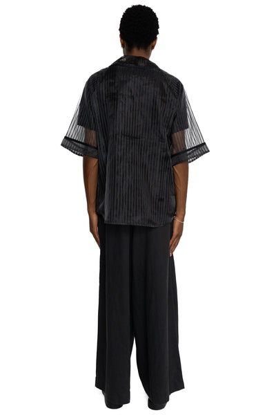 Sheer Stripe GREAT KOUNTRY Baseball Shirt - Black