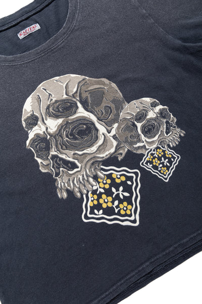 20/- Jersey Cropped T (PECKISH Rain Skull) - Black