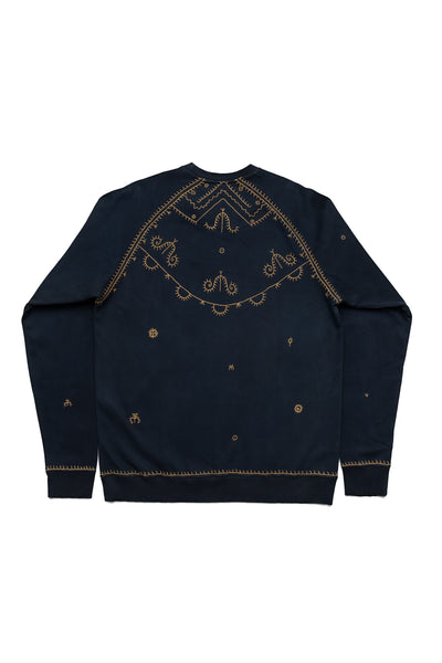 Crewneck Sweatshirt With Embroidery - Midnight Indigo