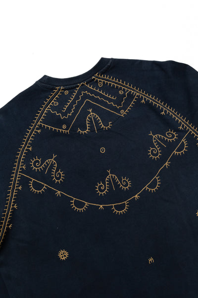 Crewneck Sweatshirt With Embroidery - Midnight Indigo