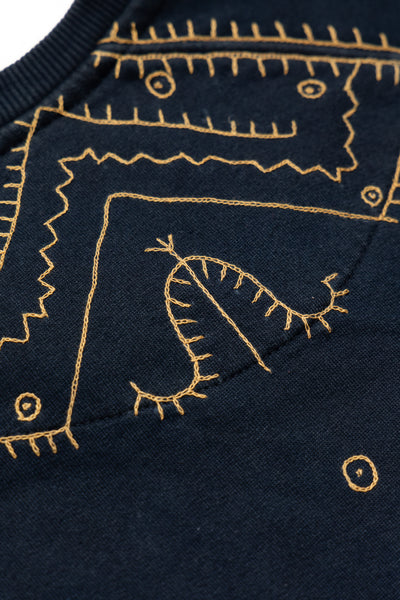 Crewneck Sweatshirt With Embroidery - Midnight Indigo