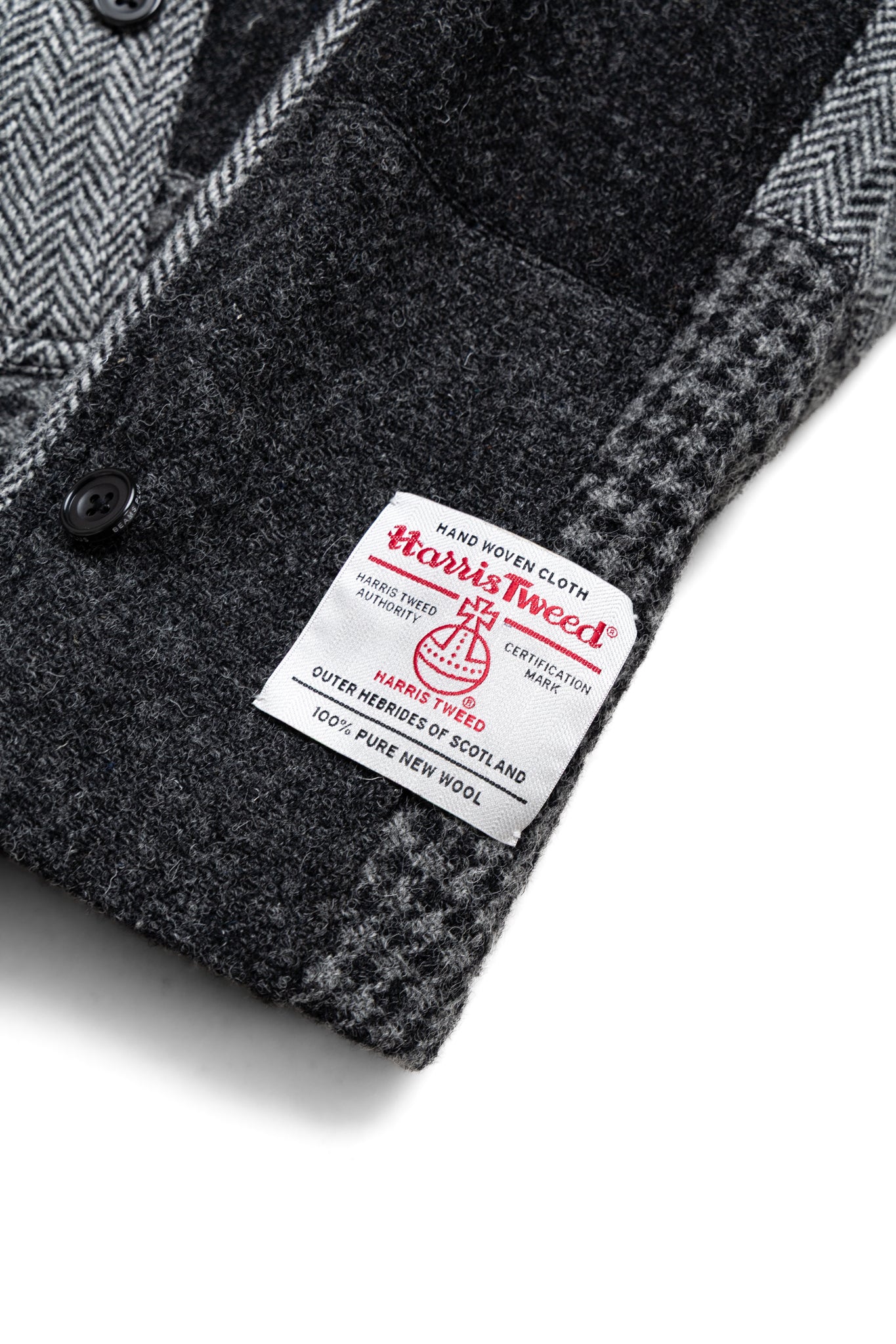 Bal Collar Coat Harris Tweed Patchwork - Grey