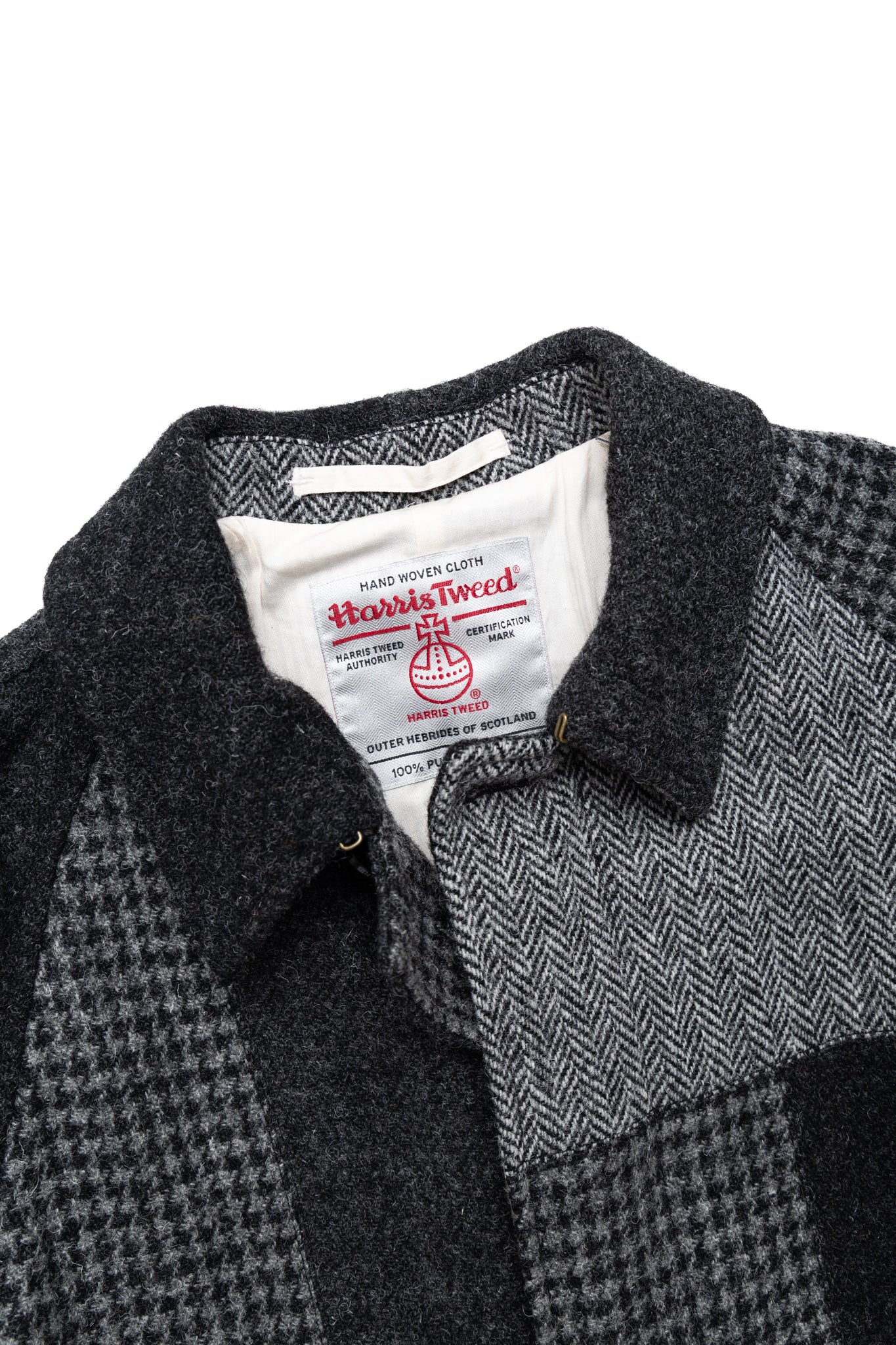 Bal Collar Coat Harris Tweed Patchwork - Grey