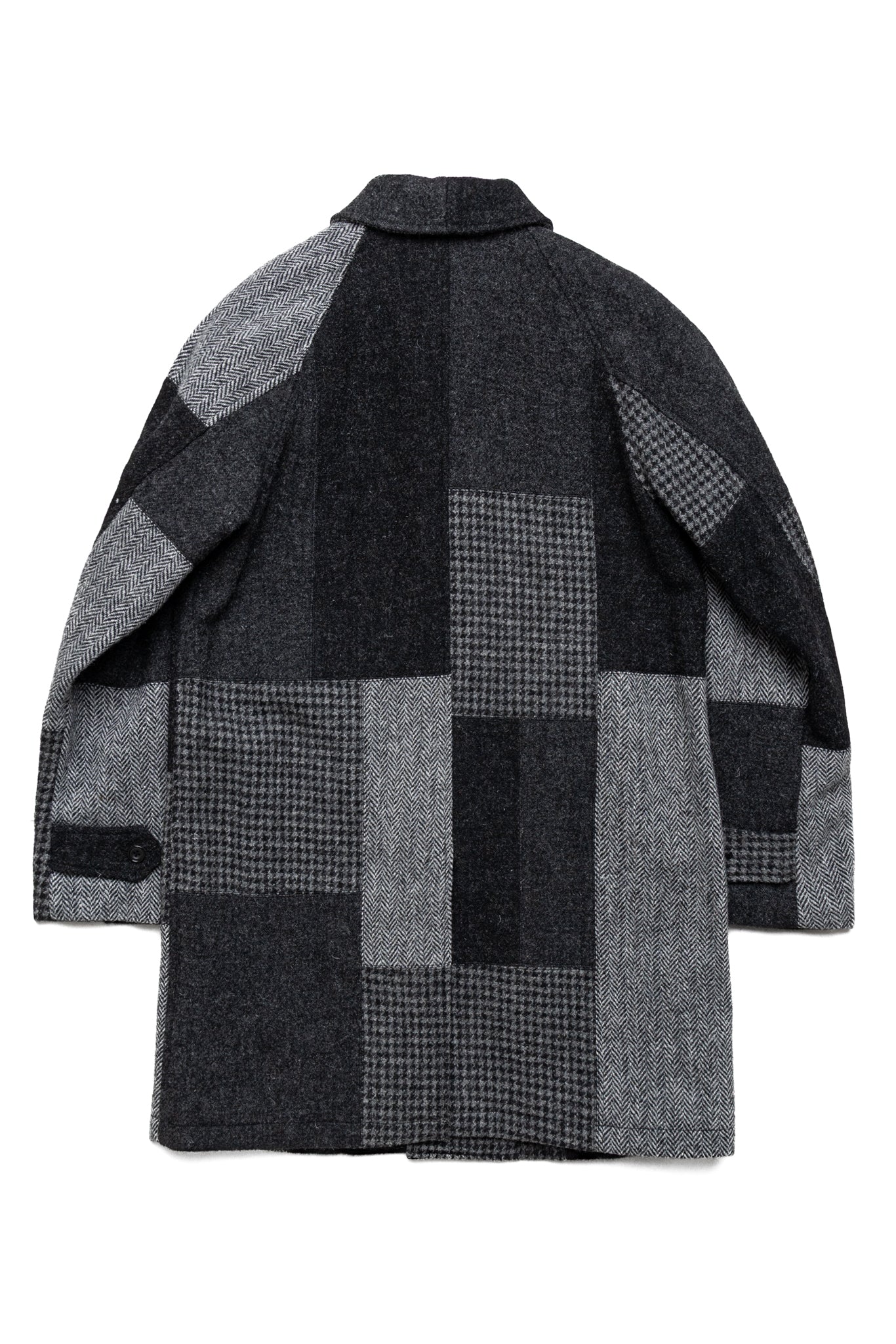 Bal Collar Coat Harris Tweed Patchwork - Grey