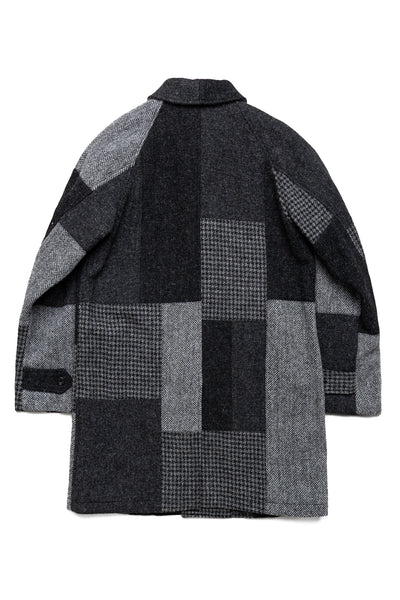 Bal Collar Coat Harris Tweed Patchwork - Grey