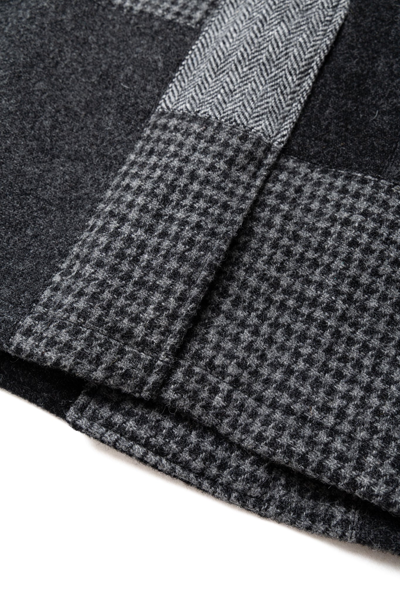 Bal Collar Coat Harris Tweed Patchwork - Grey