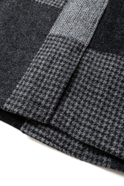 Bal Collar Coat Harris Tweed Patchwork - Grey