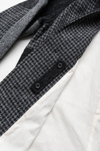 Bal Collar Coat Harris Tweed Patchwork - Grey