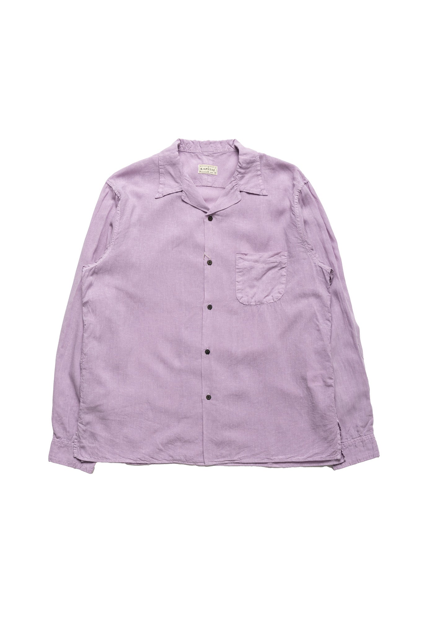 Soft Linen Open Collar Shirt - Lavender